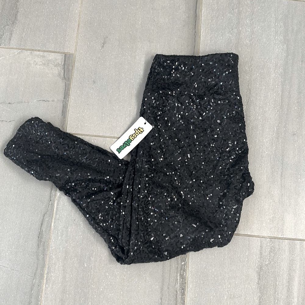Sequin black leggings from Tipsy Elves
